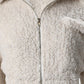 Zipper Design Teddy Coat & High Waist Shorts Set