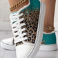 Contrast Leopard Fringe Hem Lace up Canvas Sneakers