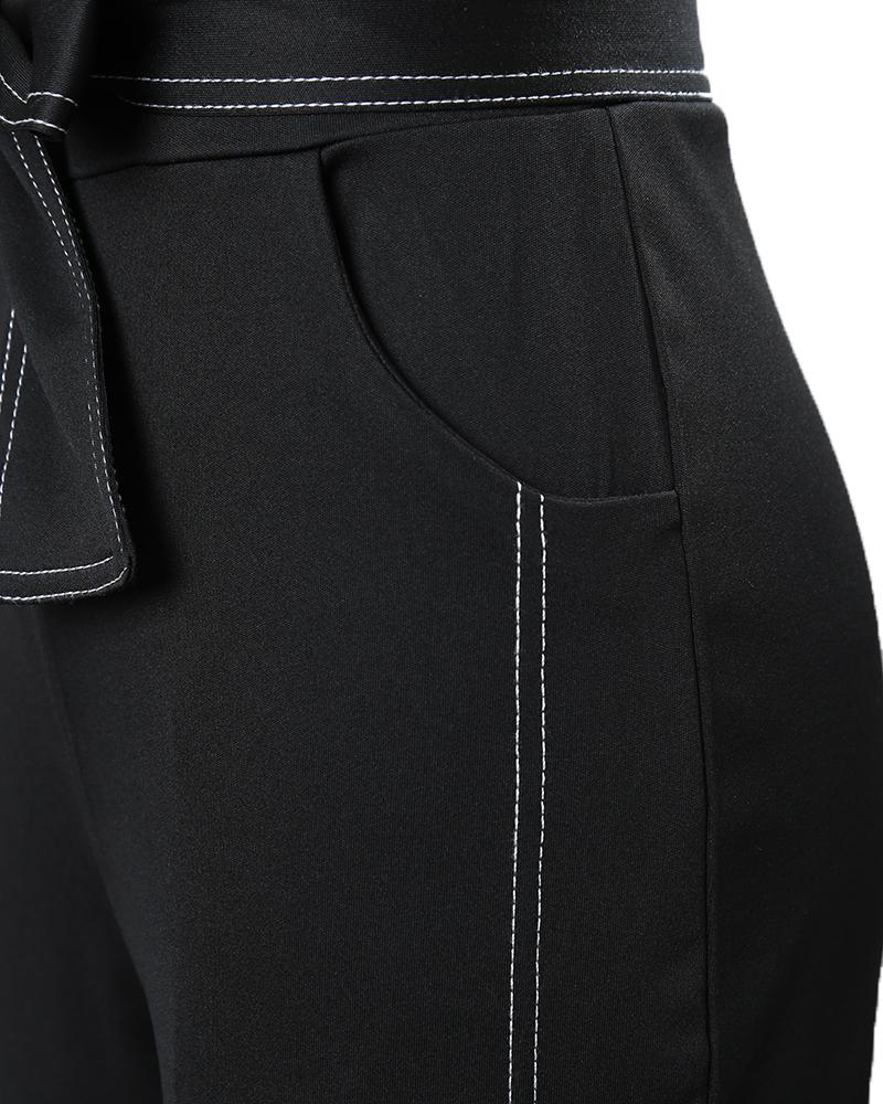 Contrast Piping Sleeveless Tied Detail Jumpsuit