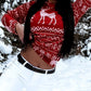 Christmas Deer Snowflake Print Long Sleeve Hooded Sweatshirt