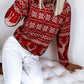 Christmas Deer Snowflake Print Long Sleeve Hooded Sweatshirt