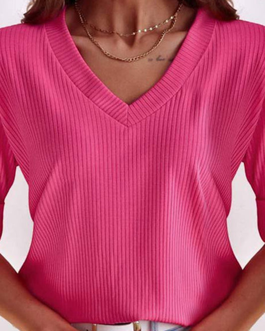 V Neck Half Sleeve Casual T Shirt