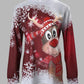 Christmas Snowflake Elk Print Long Sleeve Casual Top