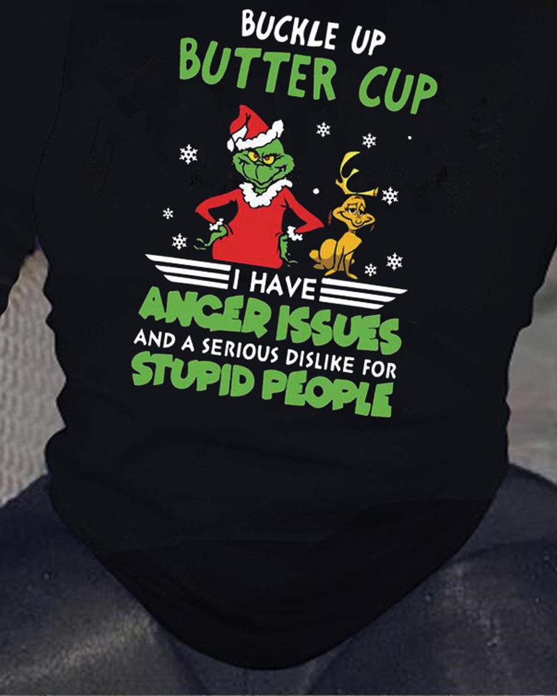 Graphic Stole Christmas Print Long Sleeve Top