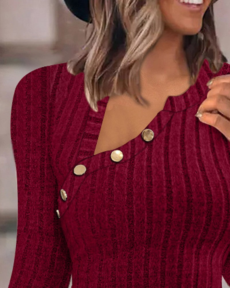 Asymmetrical Neck Ribbed Bodycon Dress