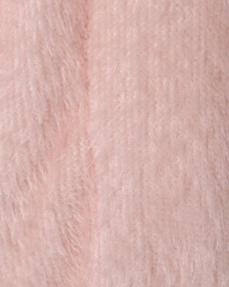 Plain V Neck Fluffy Casual Dress