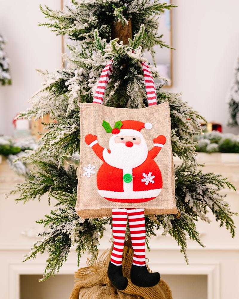 1pc Christmas Treat Bag Christmas Holiday Gift Treat Bag Children Kids Party Supplies Holiday Decoration