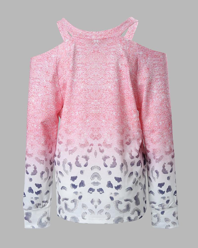 Valentine's Day Leopard Print Cold Shoulder Top