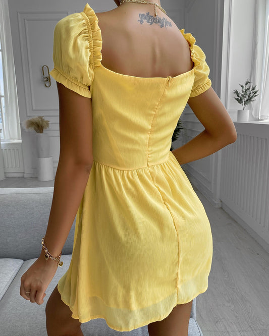 Square Neck Tie Detail Mini Dress