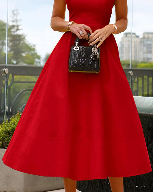 Round Neck Sleeveless Flared Dress