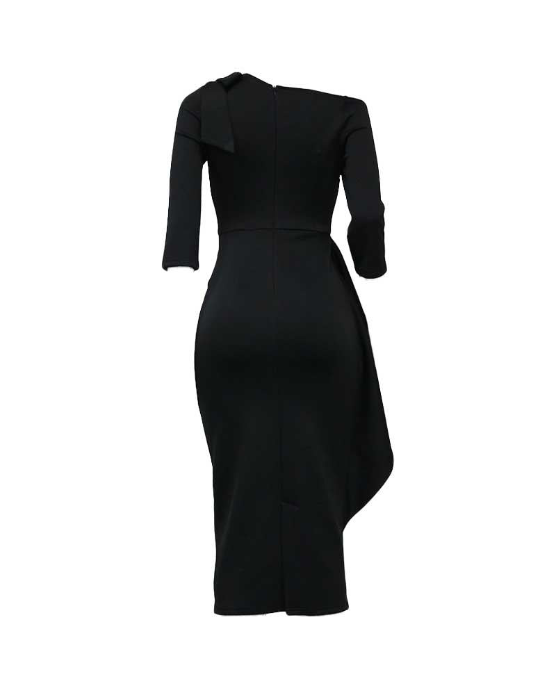 Patchwork Bowknot Decor Work Dress