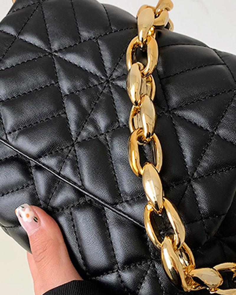 Quilted Chain Strap Flap Shoulder Bag