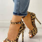 Leopard Print Peep Toe Ankle Strap Sandal
