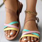 Colorblock Crisscross Ankle Strap Summer Sandals