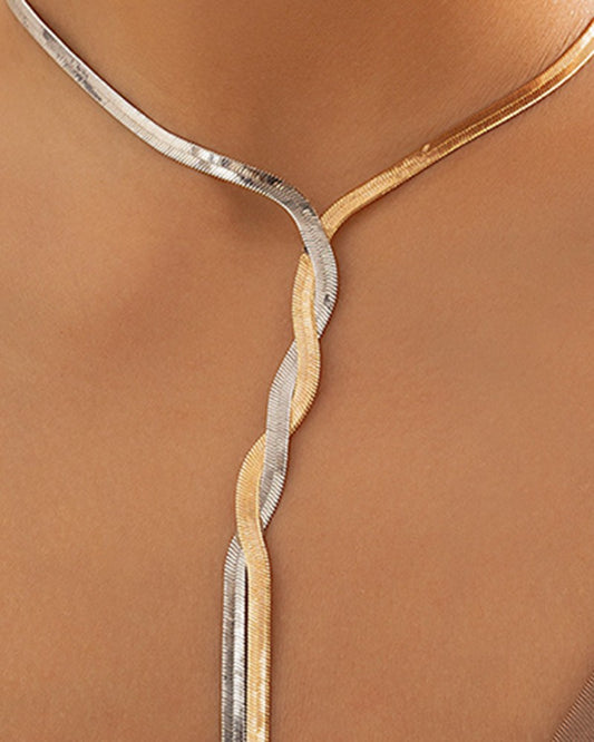 1pc Snake Herringbone Tassel Minimalist Necklace