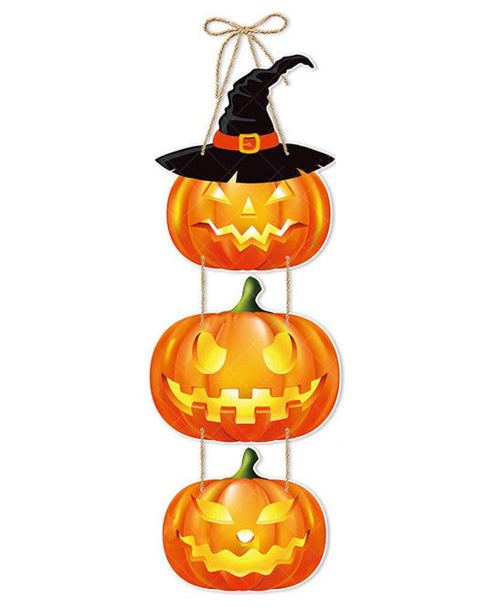 1pc Happy Halloween Spooky Skeleton Home Decor Witch Pumpkin Hanging Welcome Door Decoration