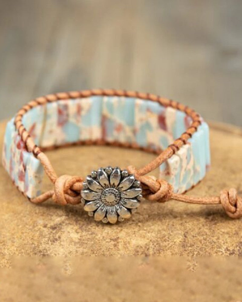 1pc Colorblock Stone Braided Bohemian Bracelet