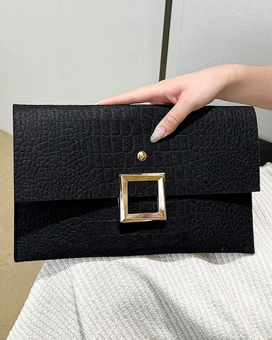 Crocodile Square Magnet Flap Clutch Bag