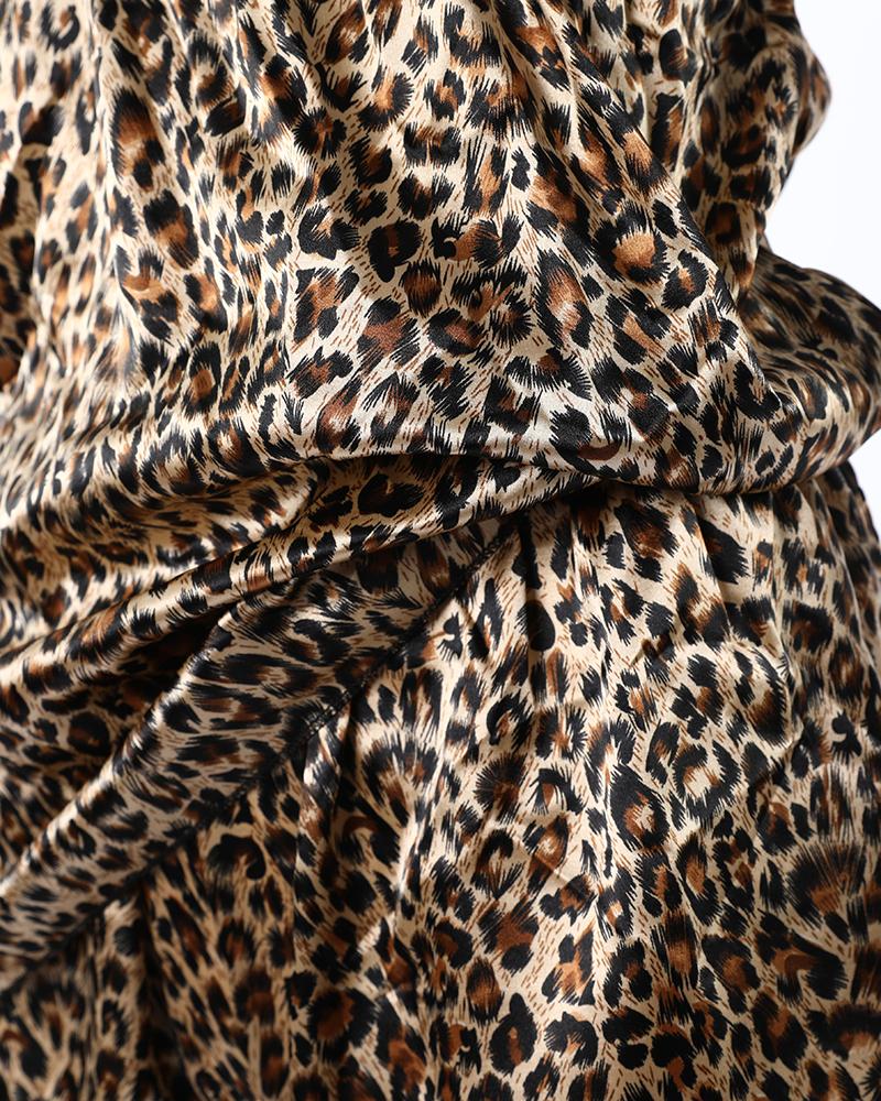 Leopard Print Lace Trim Cami Sets