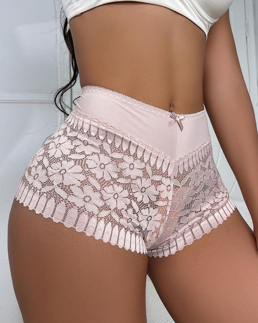Crochet Lace Bowknot Decor Boy Shorts