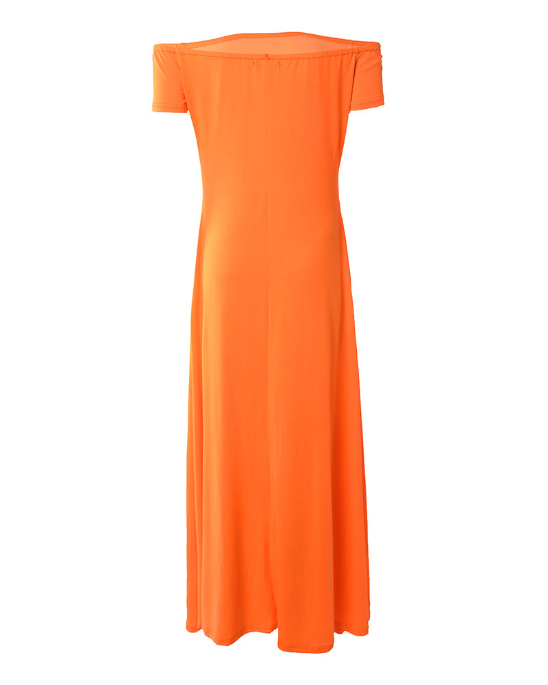 Letter Print Off Shoulder Casual Dress