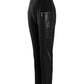 PU Leather Patch Zipper Design High Waist Skinny Pants