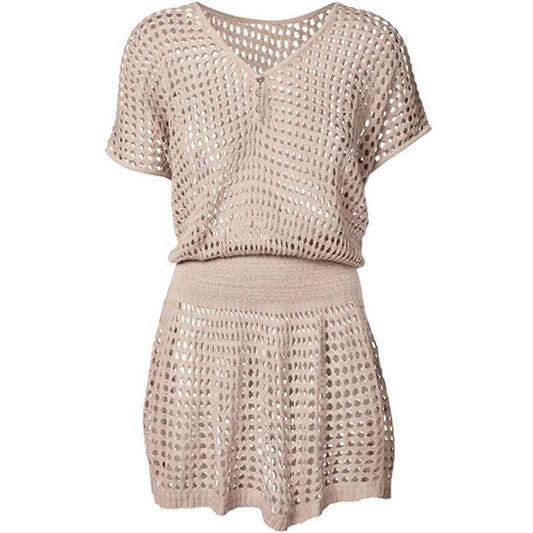 Apricot-Women-Beach-Tops-Sexy-Knit-Cover-Dresses-Bikini-Cover-ups-Nets-Short-Skirt