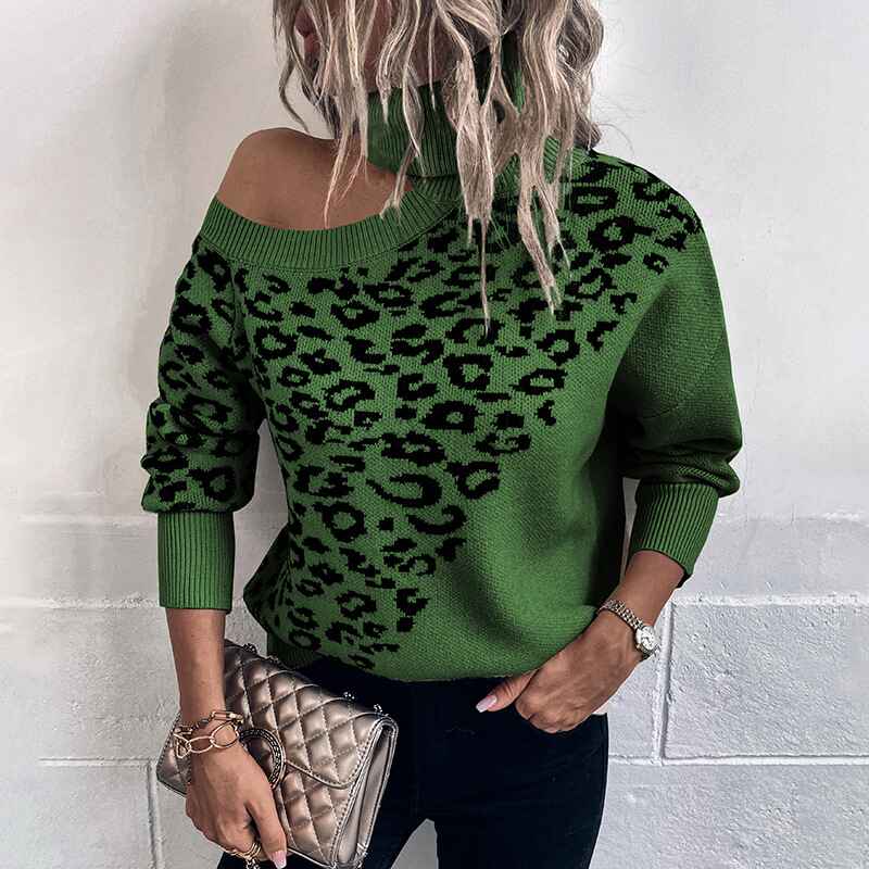 Army-Green-Womens-Turtleneck-Sweaters-Leopard-Print-Stitching-Knit-Pullover-Off-Shoulder-Comfy-Sweater-Tops-K417