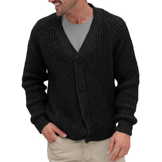 Black-Mens-Cardigan-Sweaters-Casual-Cable-Knitted-Sweater-Button-Down-Cardigan-G045