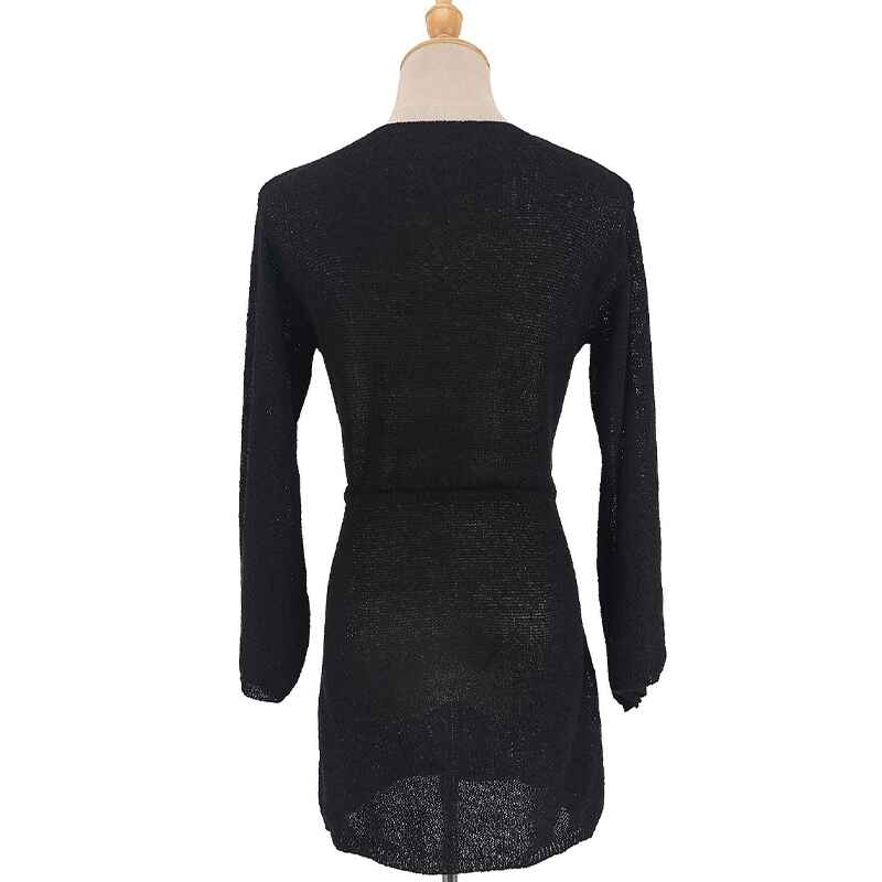 Black-Womens-Fashion-Swimwear-Crochet-Tunic-Cover-Up-Beach-Dress-Back