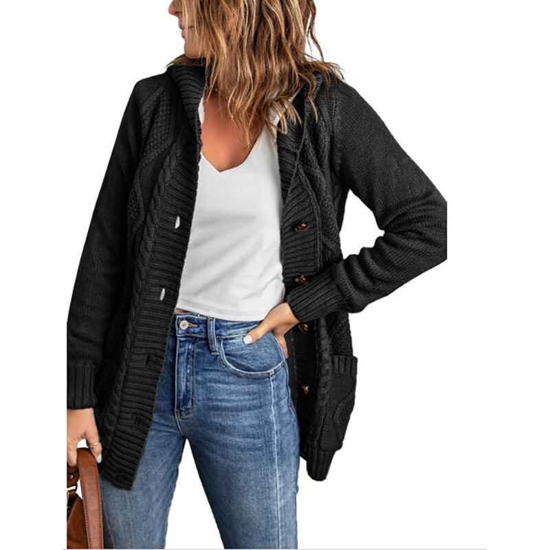 Black-Womens-Hooded-Open-Front-Cardigan-Cable-Knit-Sweaters-Solid-Color-Chunky-Long-Sweater-Coats-K114