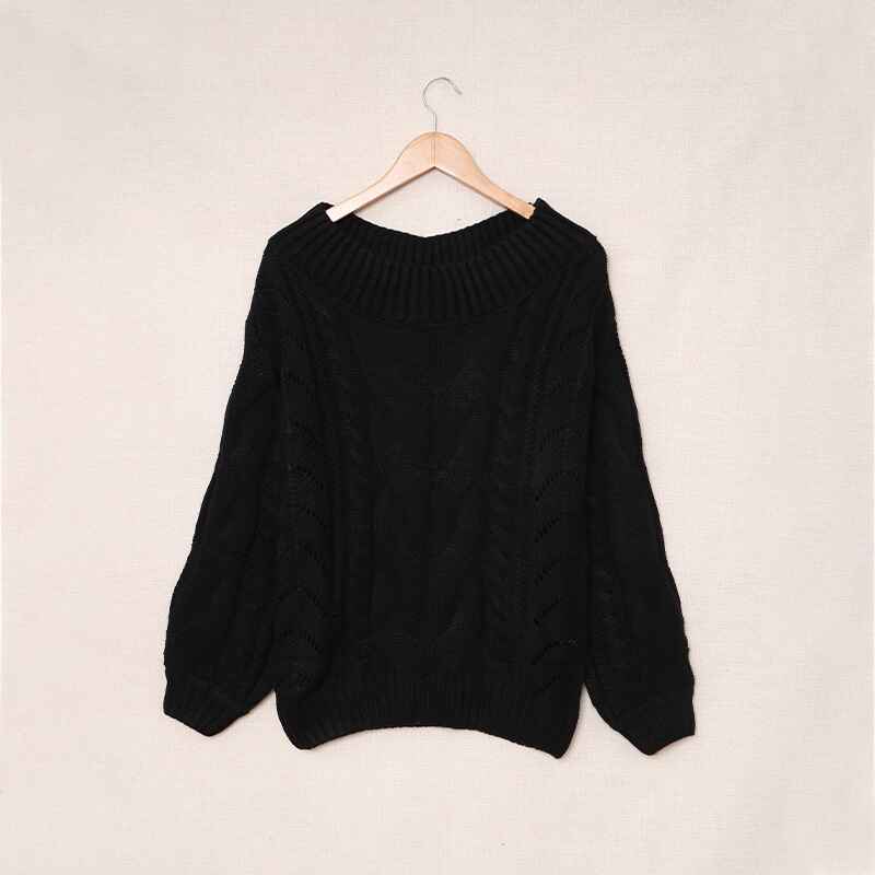 Black-Womens-Off-Shoulder-Sweater-Batwing-Sleeve-Loose-Oversized-Pullover-Knit-Jumper-K178