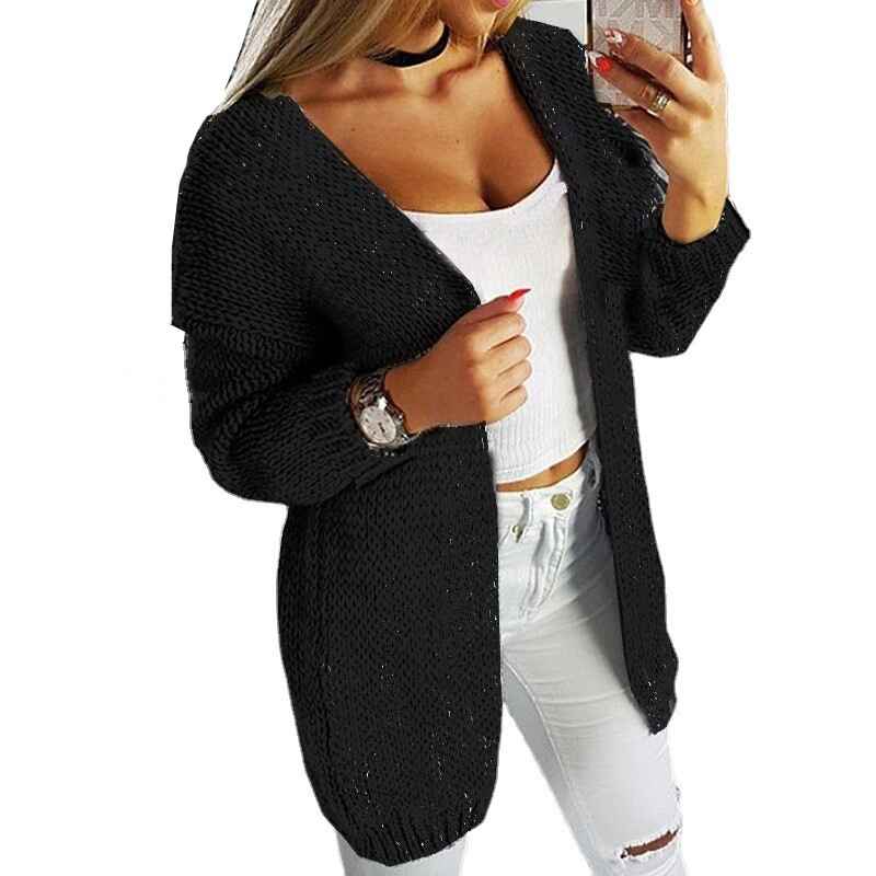 Black-Womens-Winter-Fall-Casual-Open-Front-Knit-Long-Cardigans-Sweaters-Coats-K039