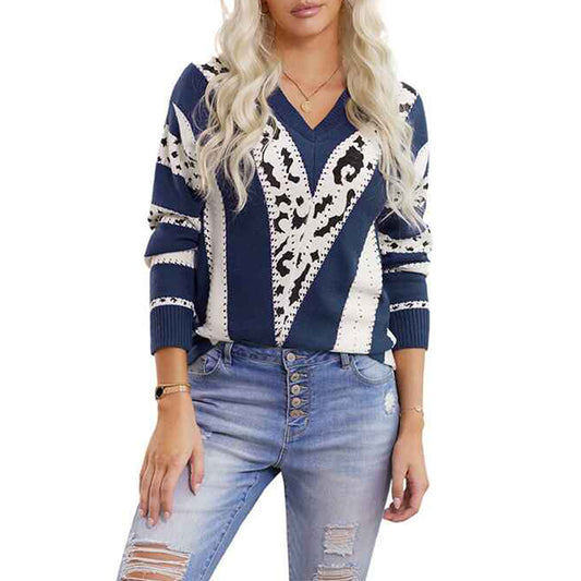 Blue-Womens-Long-Sleeve-Color-Block-Sweater-Casual-Crewneck-Pullover-Fall-Winter-Knit-Jumper-Tops-K167