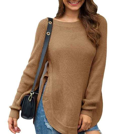 Camel-Womens-Fall-Long-Sleeve-Side-Split-Loose-Blouses-Casual-Pullover-Tunic-Tops-K294