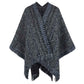 Dark-Gray-Womens-Zig-Zag-Knit-Tassel-Fringed-Pullover-Poncho-Sweater-Cape-Shawl-Wrap-K438