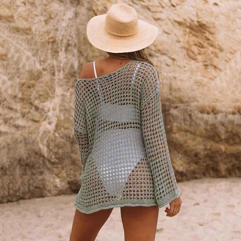 Gray-Green-Womens-Bathing-Suit-Cover-Ups-Long-Sleeve-Crochet-Swim-Beach-Cover-Up-Top-Back