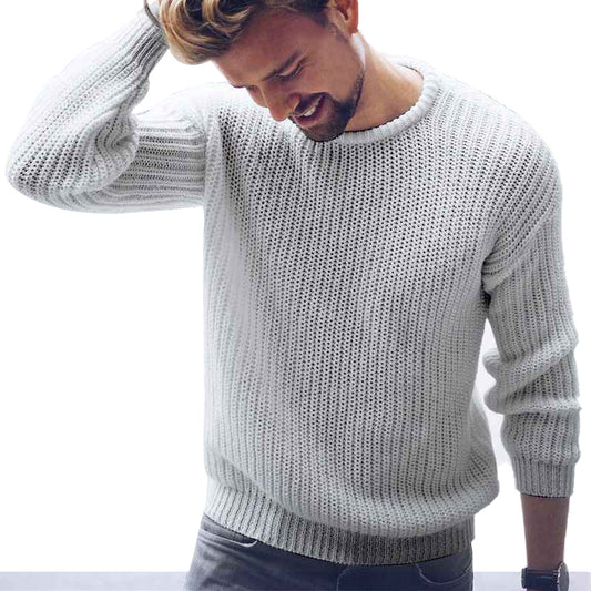 Gray-Mens-Casual-Slim-Fit-Basic-Sweaters-Long-Sleeve-Knitted-Thermal-Crew-Neck-Pullover-G037