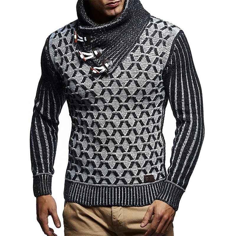 Gray-Mens-Sweater-Knitted-Shawl-Turtleneck-Pullover-Winter-Hip-Hop-Streetwear-Slim-Sweater-G014