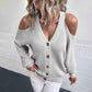 Gray-Womens-Chunky-Knit-Open-Front-Sweater-Long-Sleeve-Button-Loose-Short-Cardigan-Outerwear-Coats-K409