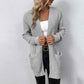 Gray-Womens-Long-Sleeve-Open-Front-Waffle-Chunky-Knit-Cardigan-Sweater-Outwear-with-Pockets-K408-Front