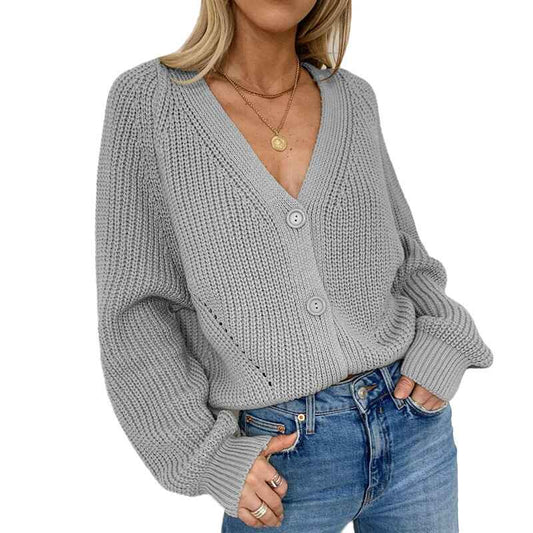 Gray-Womens-Open-Front-Chunky-Knit-Sweater-Oversized-Lantern-Sleeve-Cardigan-Outwear-K069