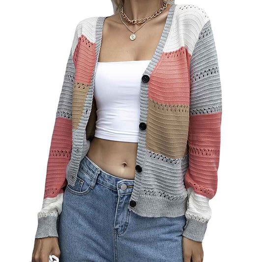 Gray-Womens-Striped-Cardigan-Sweater-Open-Front-Button-Down-Cardigan-Coat-Outwear-with-Pockets-K370