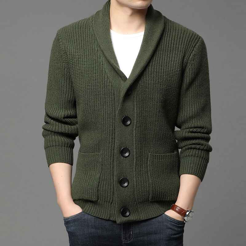 Green-Mens-Shawl-Collar-Cardigan-Casual-Long-Sleeve-Open-Front-Knit-Sweater-Coat-with-Pockets-G004