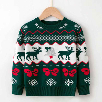 Green-kids-Ugly-Christmas-Sweater-Family-Matching-Outfits-for-Holiday-Party-Knitted-Pullover-V030