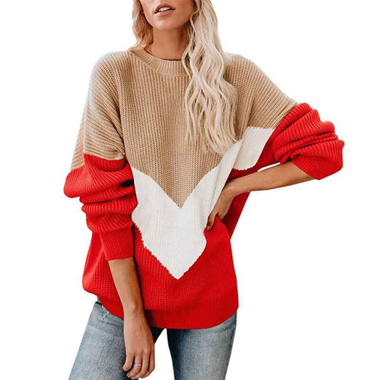 Khaki-Womens-Long-Sleeve-Crew-Neck-Pullovers-Stitching-Color-Loose-Knitted-Sweaters-K062