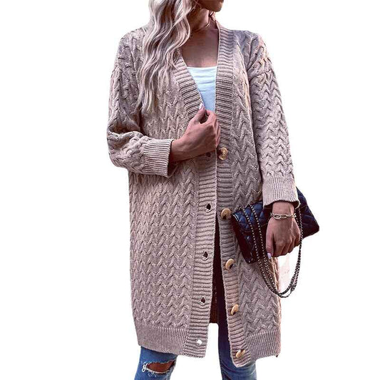 Khaki-Womens-Open-Front-Button-Down-Long-Sleeve-Sweater-Cardigan-Outwear-with-Pocket-K396