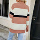    Khaki-Womens-Striped-Cardigan-Sweater-Open-Front-Button-Down-Cardigan-Coat-Outwear-K498-Back