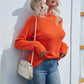 Orange-Red-Womens-Long-Sleeve-Halter-Neck-Cutout-Off-Shoulder-Ribbed-Knit-Loose-Casual-Pullover-Sweater-Top-K227-Front