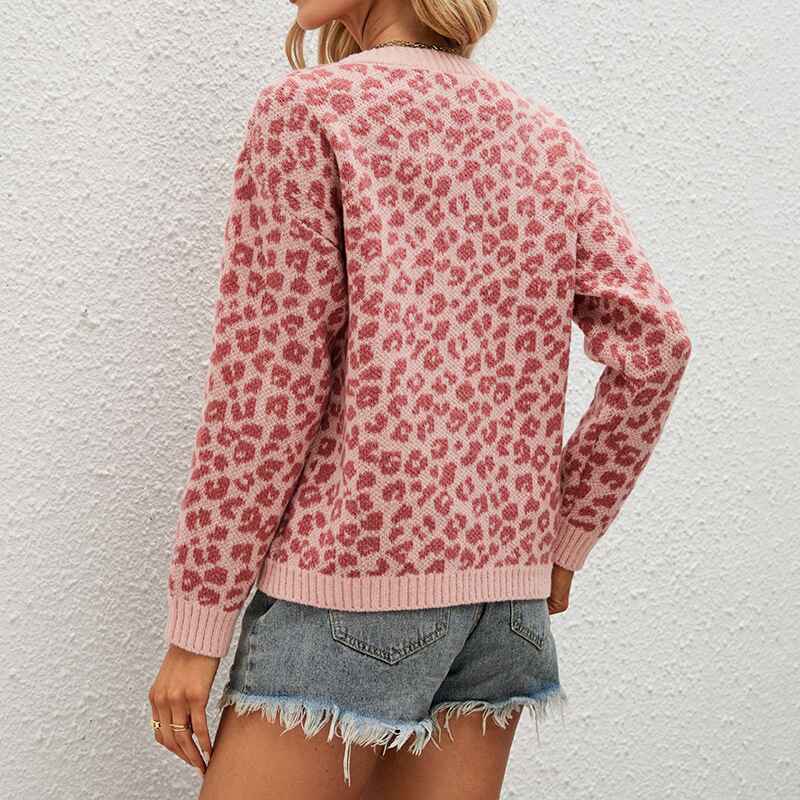 Pink-Womens-Long-Sleeve-Letter-Graphic-Drop-Shoulder-Pullover-Sweatshirt-Top-K428-Back